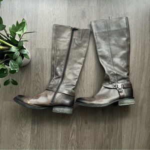 Vince Camuto Grey/Brown Leather Flat Boots